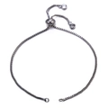 Elegant gunmetal grey adjustable box chain bracelet with sliding ball clasp - Gun Black Thin Box Chain Adjustable Bracelet / Gunmetal