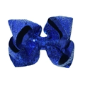 Handmade 6-inch sparkling blue sequin hair bow clip for girls holiday and stage wear - 7-Blue