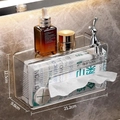 Wall-mounted clear acrylic tissue box with silver bunny decor and suction cup base - Upgrade Compression Design - Bunny Decor / Clear