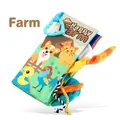 Libro di stoffa educativo a tema fattoria per neonati con animali e gancio blu - Stile Fattoria Felice