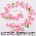 Guirnalda de jazmín de invierno artificial rosa oscuro 185cm con 120 flores de seda y hojas - 120 Flores Jazmín de Invierno / Rosa oscuro