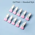 10er-Set pinke Edelstahl-Wäscheklammern mit rutschfesten Silikonspitzen zum Trocknen - Einfacher Stil / Mädchen Rosa