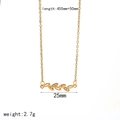 18k gold leaf pendant necklace with rhinestones on a white background, 455mm chain - Gold Leaf Shaped Style (TN3284)