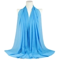 Breathable 75D pearl chiffon scarf in light blue shown on a fashion model - Lake Blue