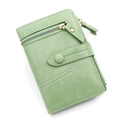 Cartera corta para mujer verde claro de cuero PU con cierre de presión y cremallera dorada - verde claro