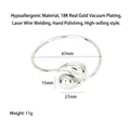 Silver finish hypoallergenic 18K gold plated teardrop open bangle with 67mm inner diameter - Waterdrop Bangle / Inner Diameter 67mm / Steel