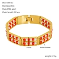 Bracciale abaco a doppio strato in acciaio inossidabile placcato oro 18K con pietre naturali - Oro-Perline Miste Bianco Rosso