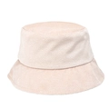 Sombrero de pescador minimalista rosa claro de ante texturizado para mujer casual - M / Caqui