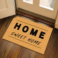 Brown Home Sweet Home rectangular doormat with coconut fiber texture on wood floor - Home / 60*90cm