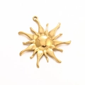 Golden vintage sunflower pendant in stainless steel with a polished finish on white background - Gold Sun