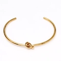 Minimalistischer, 18 Karat vergoldeter Edelstahl-Knoten-Armreif für Damen - 3MM Dicke / 63MM Innendurchmesser / Gold