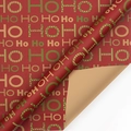 Carta kraft rossa con stampa HO HO HO e retro color legno per regali di Natale - HOHO di Natale