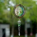 15cm colorful Tree of Life 3D wind spinner with spiral crystal pendant for garden decor - Iridescent Tree of Life Spiral