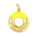 Golden micro-pave donut charm pendant with bright yellow enamel for DIY jewelry making - Yellow Wave Donut (ACF6621-6)