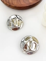 Modern silver plated semi-circular earrings with textured liquid metal lava design - Hammered Texture Silver