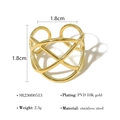 Gekruiste geometrische 18K vergulde roestvrijstalen ring met holle structuur - Minimalistische Holle Geometrische Kruisstijl