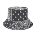 Double-sided paisley print bucket hat in classic black and white streetwear style - M (56-58cm) / Black