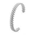 Silver-toned steel cuff bracelet featuring iconic spiked stud design and open adjustment - Y643-2 Silver Rivet Style