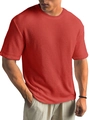 Detailopname van het rode heren-T-shirt met wafeltextuur en hoogwaardige stofkwaliteit - S / Tops / Rood