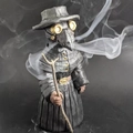 Quemador de incienso médico de la peste con máscara de cuervo y humo místico - Médico de la Peste