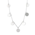 Minimalist silver stainless steel necklace with seven smooth round disc pendants - Steel Color (KN233963-Z) / Steel
