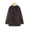 Men's dark brown winter parka jacket with sherpa collar and large flap pockets - XS / Dark Coffee