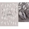 Pegatinas 5D blancas con relieve floral y motivos de enredaderas para manicura creativa - STZ-5D36