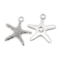 Silver alloy starfish pendant for DIY jewelry with textured surface and hanging loop - Starfish Pendant (A4-066) / Antique Silver