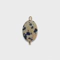 Baroque heart pendant with beige and dark blue spotted texture on paperclip chain - Tiger Print Enamel
