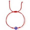 Bracelet œil porte-bonheur en cordon tressé rouge avec perle bleue et nœud coulissant - Standard / Rouge