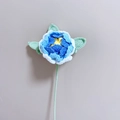 Handmade knitted peony flower in gradient blue and white yarn for creative home decor - Single Stem Finished / Blue