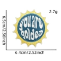 Detailed view of golden sun embroidery patch with blue border and dimensions 6.5x6.4cm - Cartoon Patch 10#