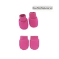 Rose red baby mittens and booties set made of soft knitted cotton for newborns - Rose Red (Mittens & Booties)