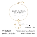 Detailed view of hollow clover pendant necklace with long tassel in gold-tone steel - Dangle Linked Hollow Clover Style (YYN025218)