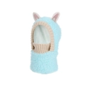Cagoule bleue pour enfants avec oreilles d'animaux et finitions en tricot côtelé beige - Bleu