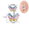 Colorful double butterfly belly button ring in silver with 14G piercing size details - Butterfly