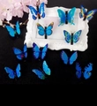 Set of glowing blue butterfly headbands with intricate patterns on a black background - Blue Hair Clip