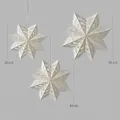 Set of 3 white laser-cut 7-pointed star paper lanterns in sizes 35cm 45cm 55cm - 8-Pointed Snowflake Set D / 35cm/45cm/55cm