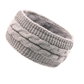 Winter light grey cable knit ear warmer headband with soft thick fleece lining - Light Gray