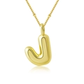 Collier avec pendentif lettre J doré style ballon poli et chaîne à perles élégante - Lettre J