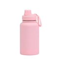 Pink matte 650ml stainless steel sports bottle with carry loop on white background - 650ml / Sport / Light Pink