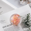 Handcrafted 6cm crystal ball ornament with pink dried flowers in resin, elegant gift - Red Daisy Ball 6cm (Kraft Box)