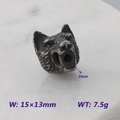 Wolf head charm bead in antique silver finish for DIY bracelet jewelry making - Style 4 - Wolf Head (KLJ9098-KJX)