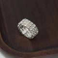 Elegant silver multi-row crystal stretch ring featuring shiny rhinestone rows - 3 Row Silver Clear Rhinestone Ring