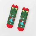 Women's festive green cotton Christmas socks with red trim and white snowman patterns - Green Snowman Gift Style (18)