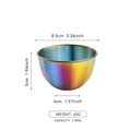 Rainbow finish stainless steel sauce bowl 170ml with exact dimension measurements - Rainbow Bowl 170ml
