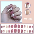 Christmas press-on nails set with Santa and snowflake patterns in glitter purple and white - Santa Claus Snowflake Style W3085 (With Glue)