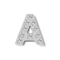 Letter A charm with sparkling white cubic zirconia in silver-tone metal finish - Letter A / Steel