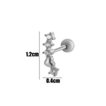Silver heart stud earring with four white zircon stones and screw back, size 1.2x0.4cm - Silver #10