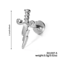 Minimalist silver dagger sword stud earring in stainless steel with 1.1cm length - Silver Lightning Sword